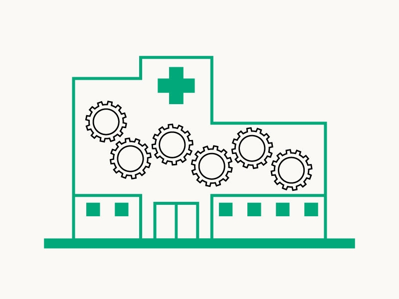 Icono con un edificio cssd y ruedas mostradas una al lado de la otra